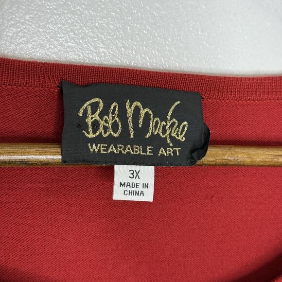 Bob Mackie Wearable Art Sweater Cardigan Womens 3X Red Sequin Wing Embellished - Picture 3 of 6